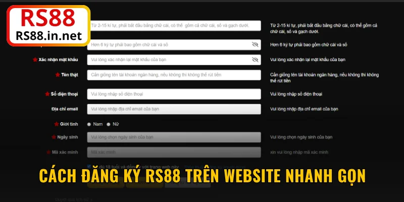 Cách đăng ký RS88 trên website nhanh gọn